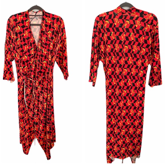 ZARA Geometric Floral Wrap Dress - Picture 2 of 15